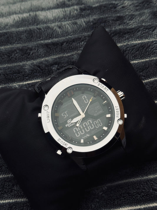 Dual Time || Sports Watch || Silver  Dial