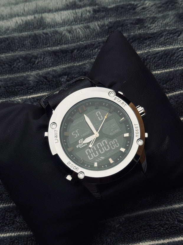 Dual Time || Sports Watch || Silver  Dial