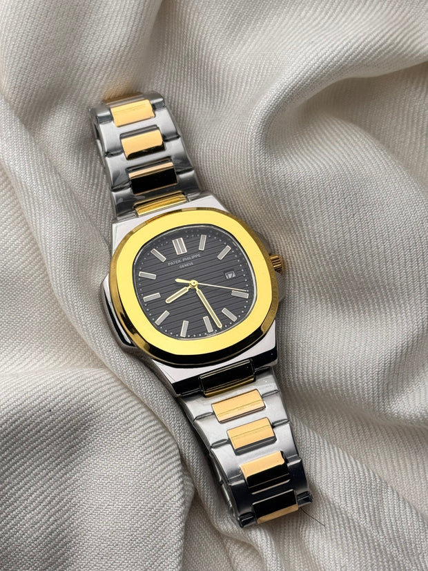 Premium Dual Tone Black Dial Watch