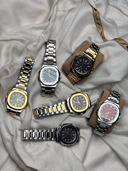 Premium Classic Black Dial Golden Chain Watch