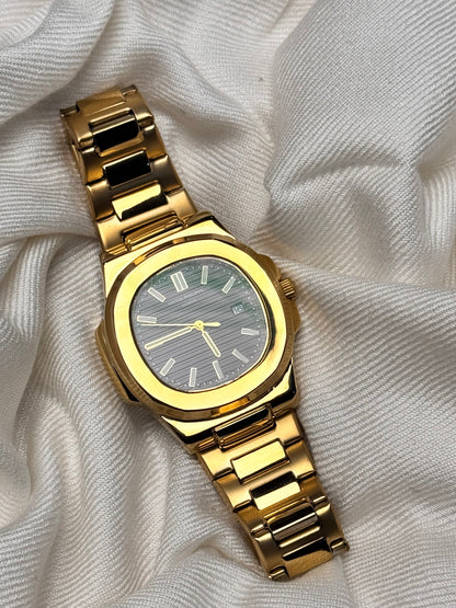 Premium Classic Black Dial Golden Chain Watch