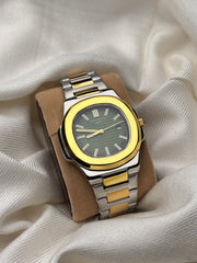 Premium  Dual Tone Green Dial Watch