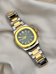 Premium  Dual Tone Green Dial Watch
