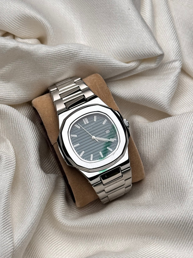 Premium  Green Dial Silver Chain Watch