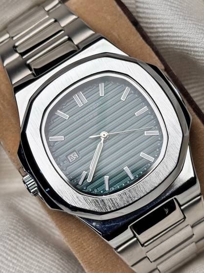 Premium  Green Dial Silver Chain Watch