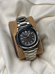 Premium Black Dial Silver Chain Watch