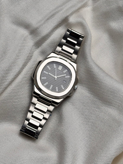 Premium Black Dial Silver Chain Watch