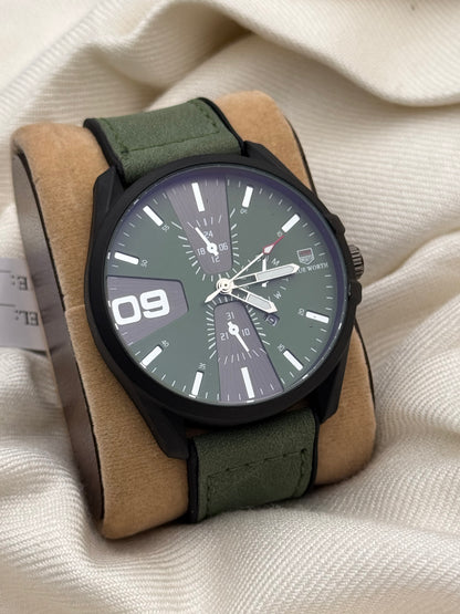 True Worth  Green leather strap