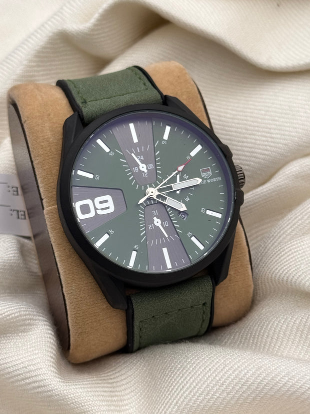 True Worth  Green leather strap