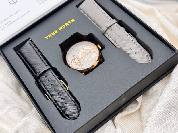 True Worth Double Strap Watch Golden Dial