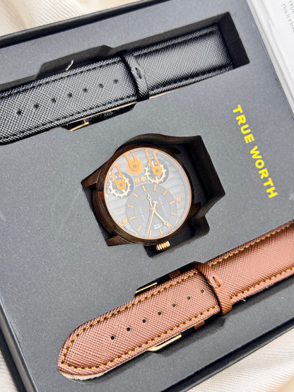 True Worth Double Strap Watch Golden Dial