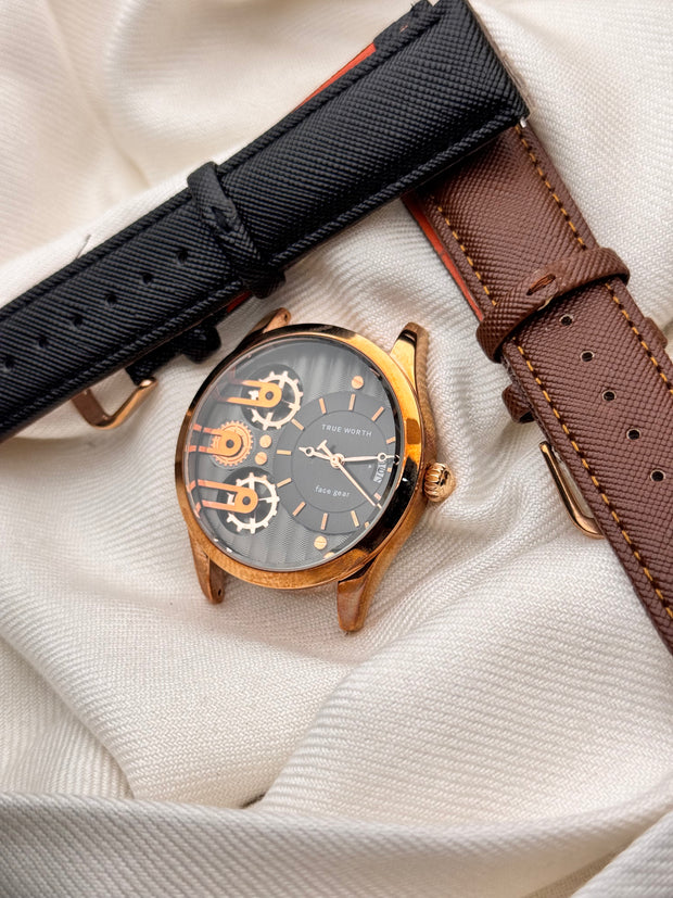 True Worth Double Strap Watch Golden Dial