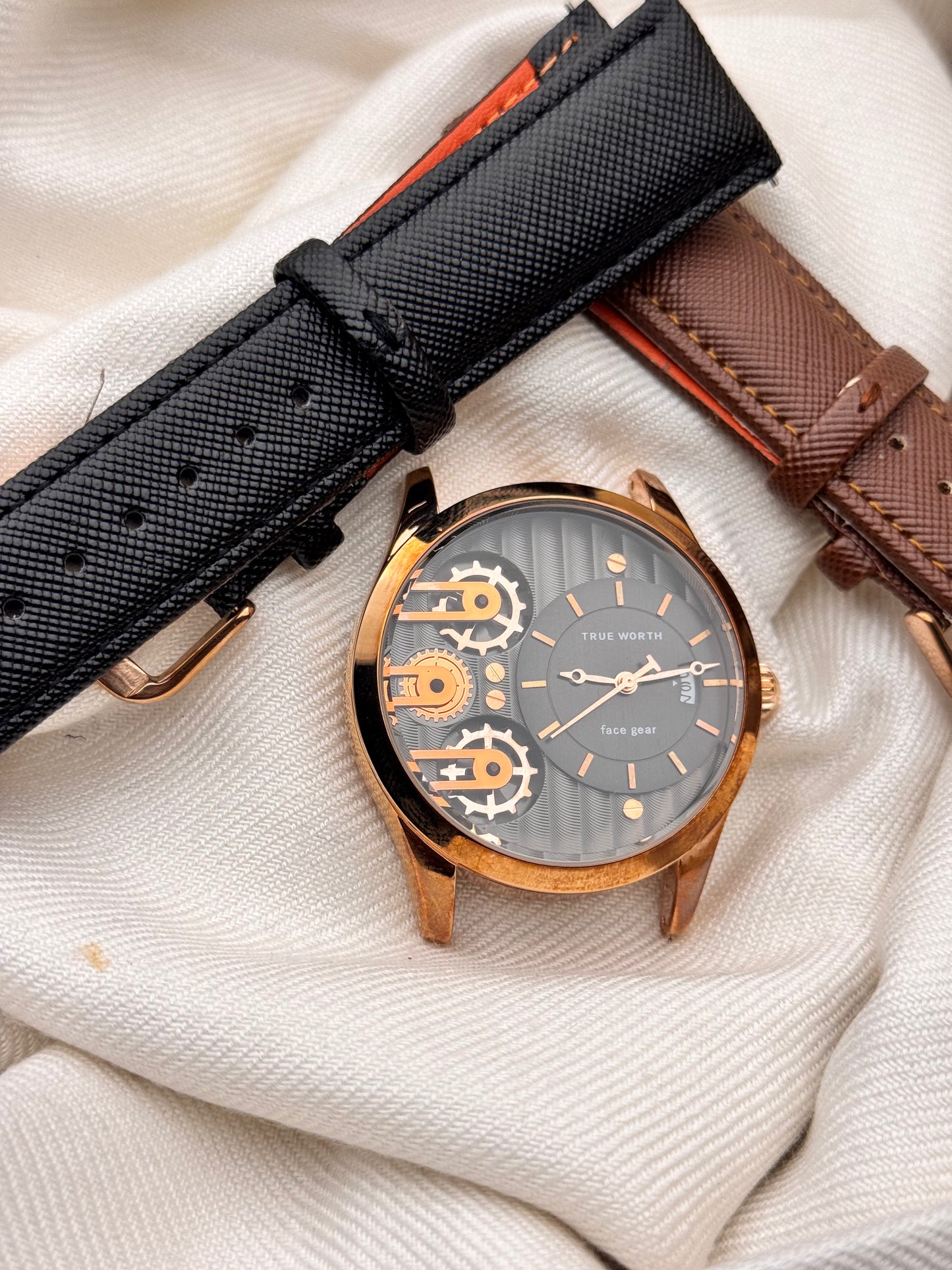 True Worth Double Strap Watch Golden Dial
