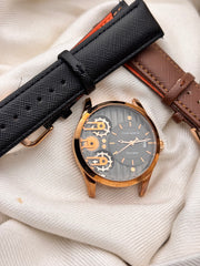 True Worth Double Strap Watch Golden Dial
