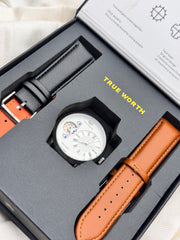 True Worth Double Strap Watch Silver Dial