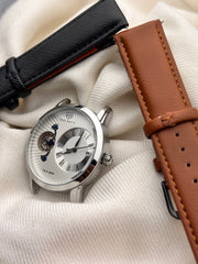 True Worth Double Strap Watch Silver Dial