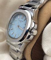 Premium Sky Blue Dial Silver Chain Watch
