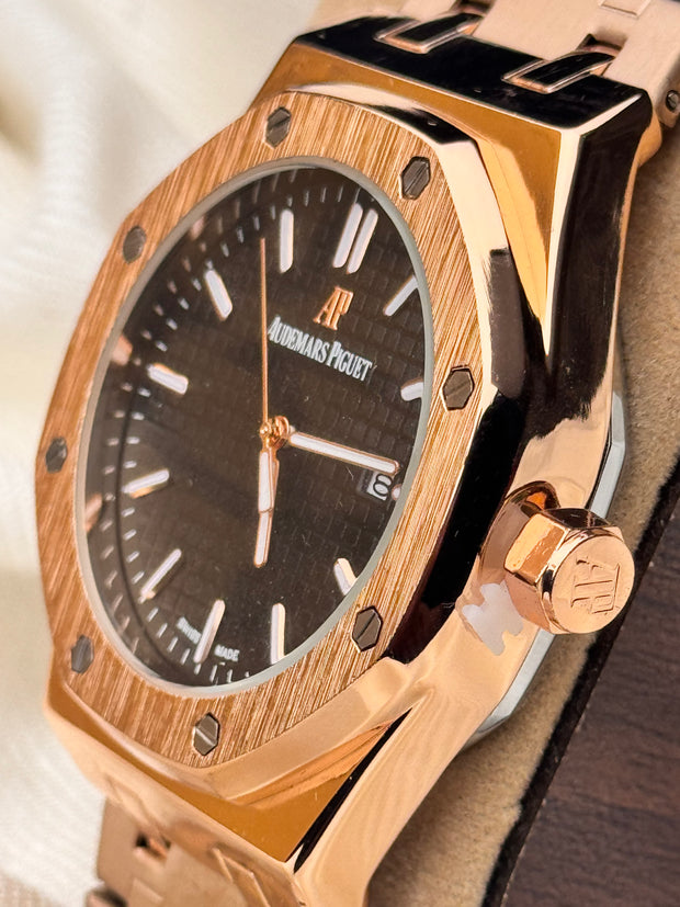 AP Watch || Rose Gold Chain Black Dial