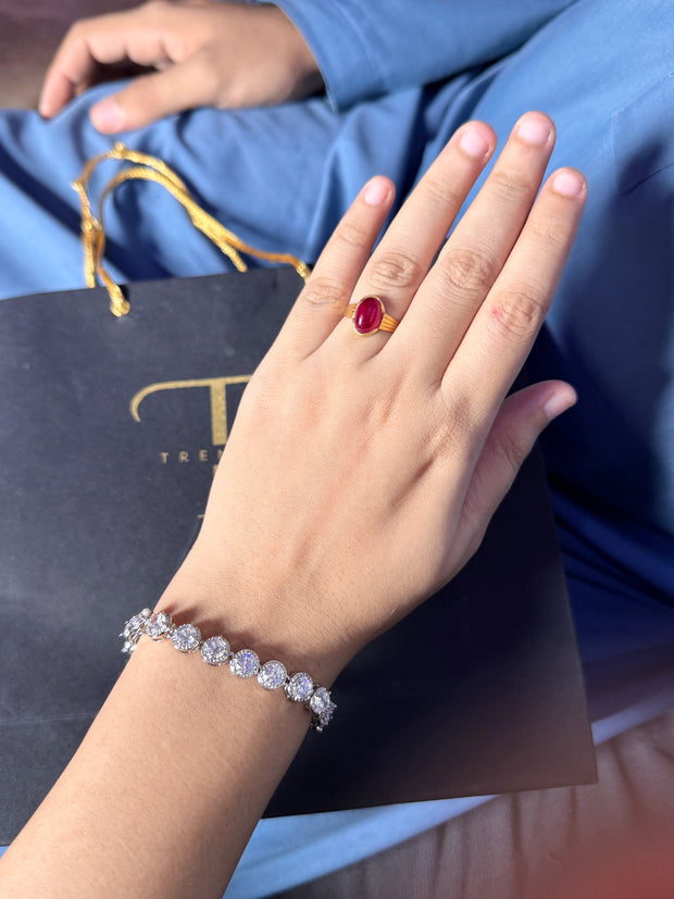 Silver Addition Stone Bracelet