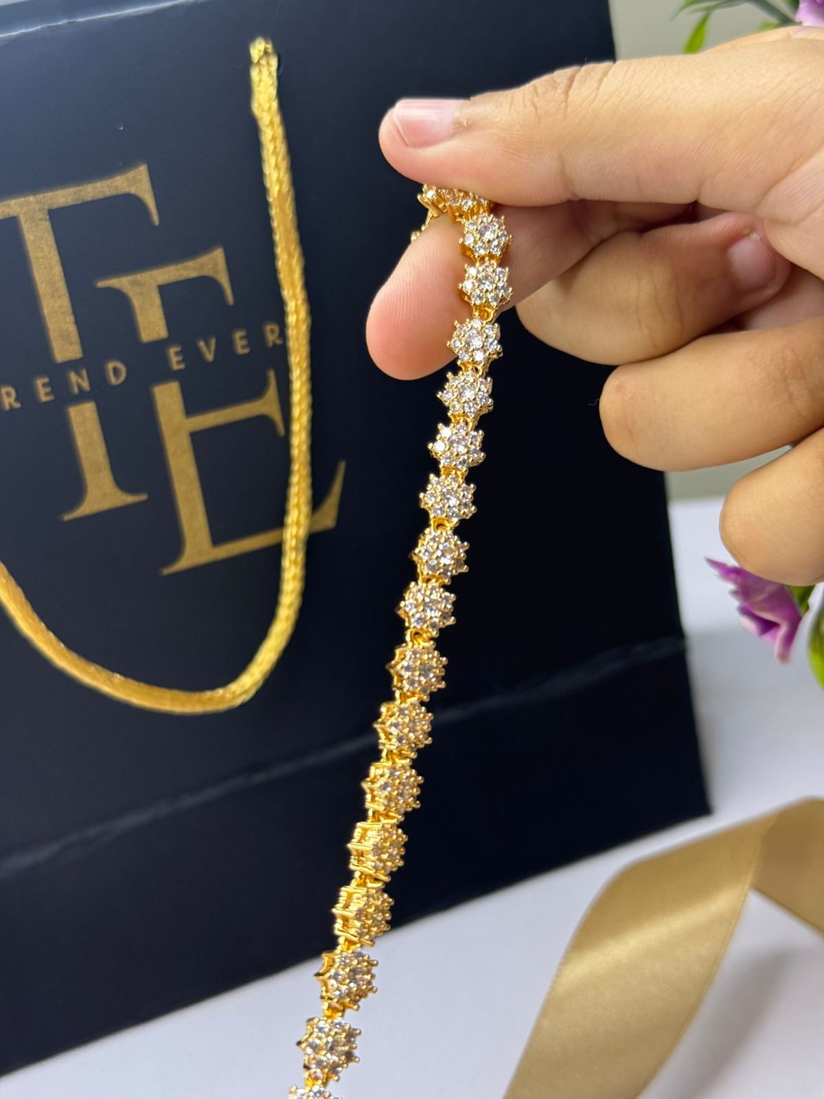 Crystal Flower Charm Bracelet