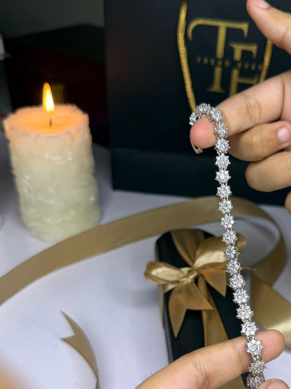 Crystal Flower Charm Bracelet (Silver Addition)