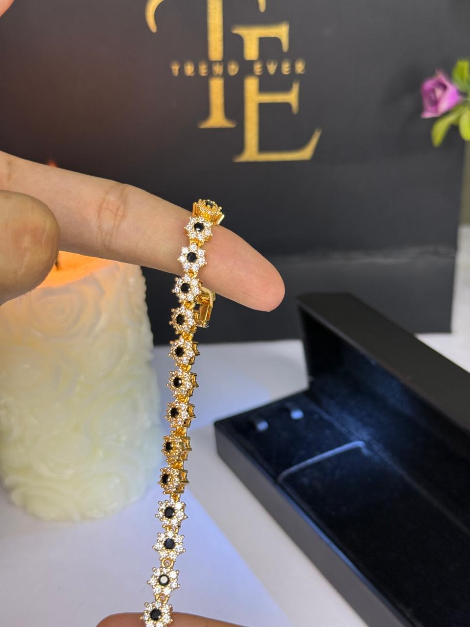 Crystal Flower Charm Bracelet