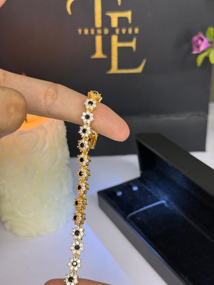 Crystal Flower Charm Bracelet